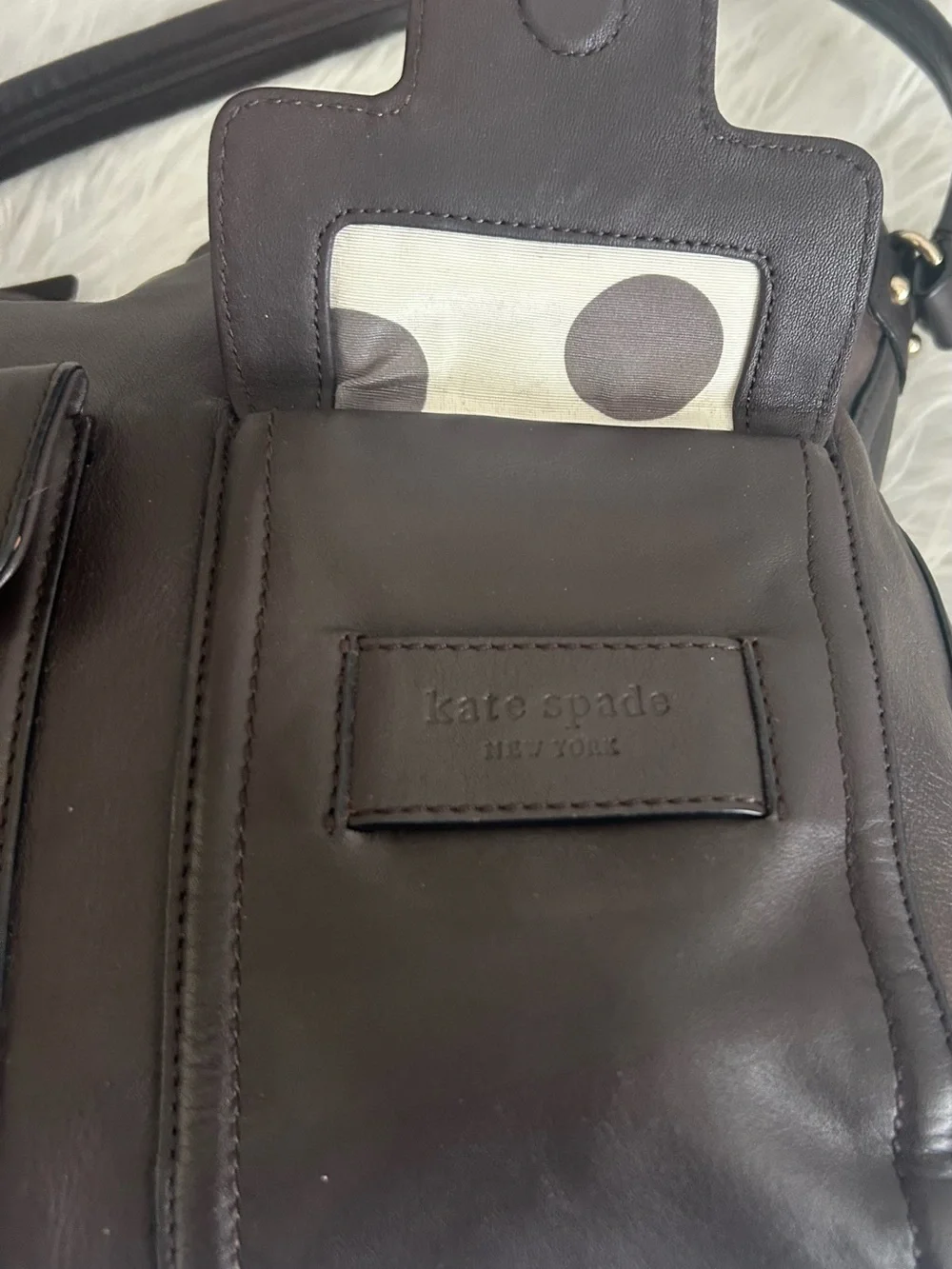 Kate Spade Brown Leather Hobo Shoulder Bag Large Dual Pocket Purse